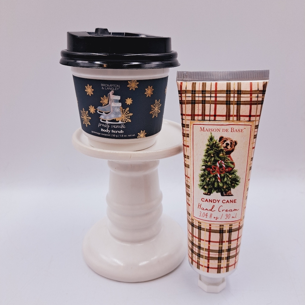 Bath & Body Holiday Set Candy Cane Hand Cream & Christmas Vanilla Body Scrub